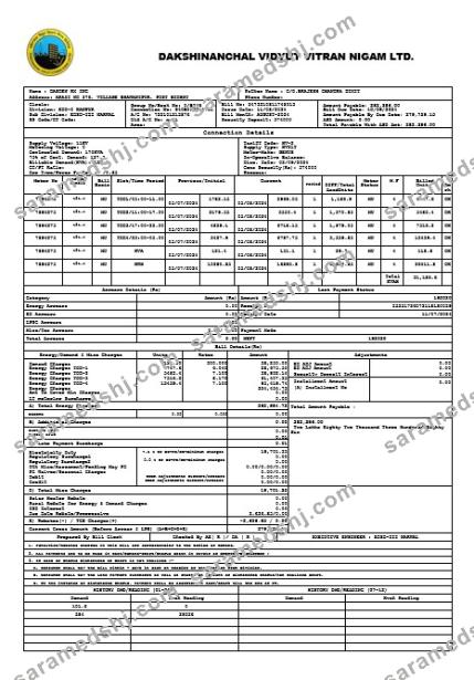 INDIA DVVNL business utility bill Word and PDF template
